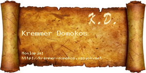 Kremmer Domokos névjegykártya